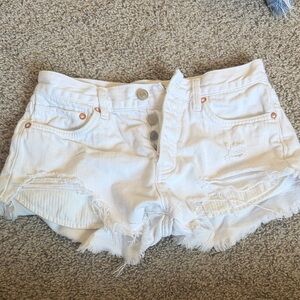 We The Free White Distressed Jean Shorts